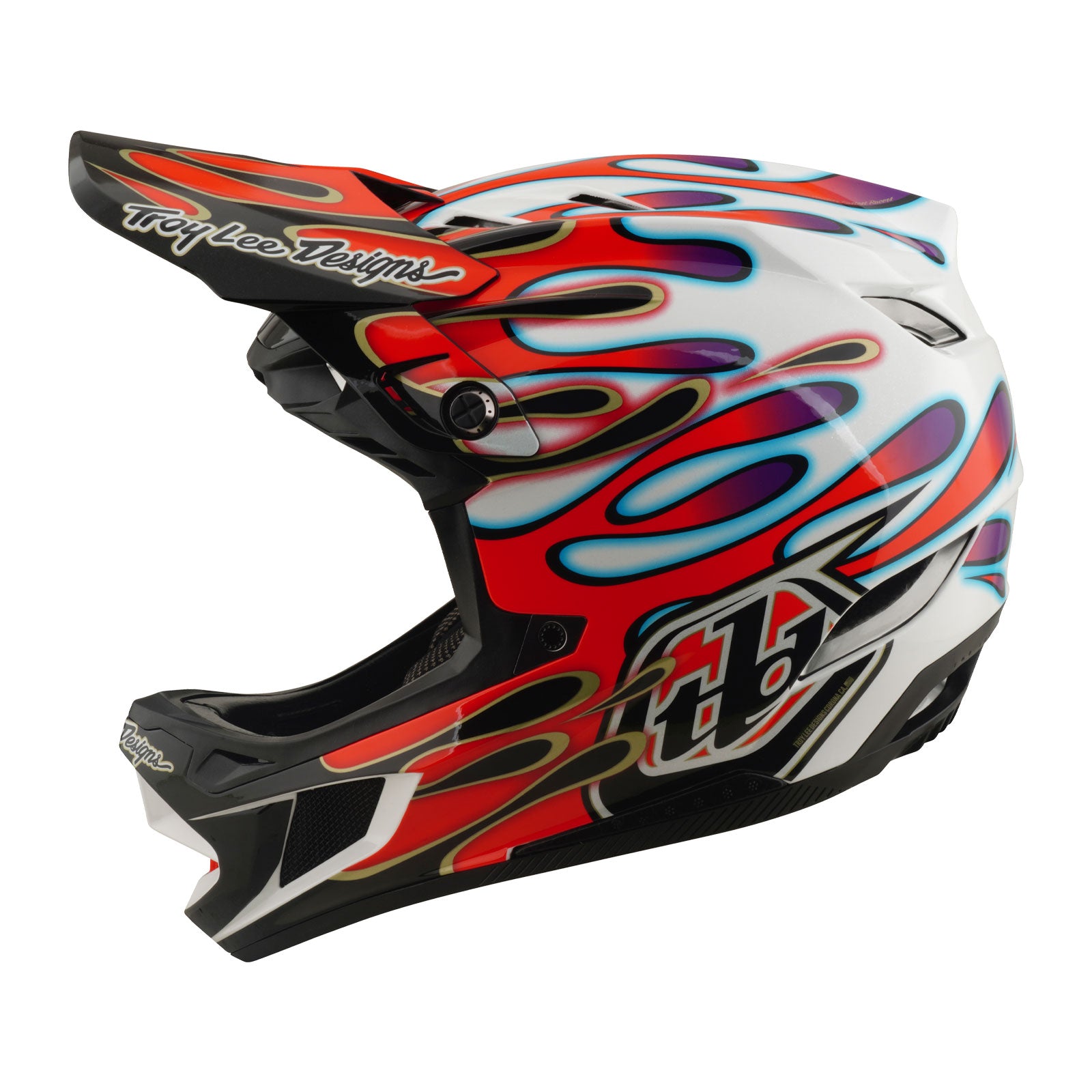 Troy Lee Designs D4 Composite Mips Helmet Overspray White/Red, XL Troy Lee Designs D4 Composite Mips Helmet Overspray White/Red, XL