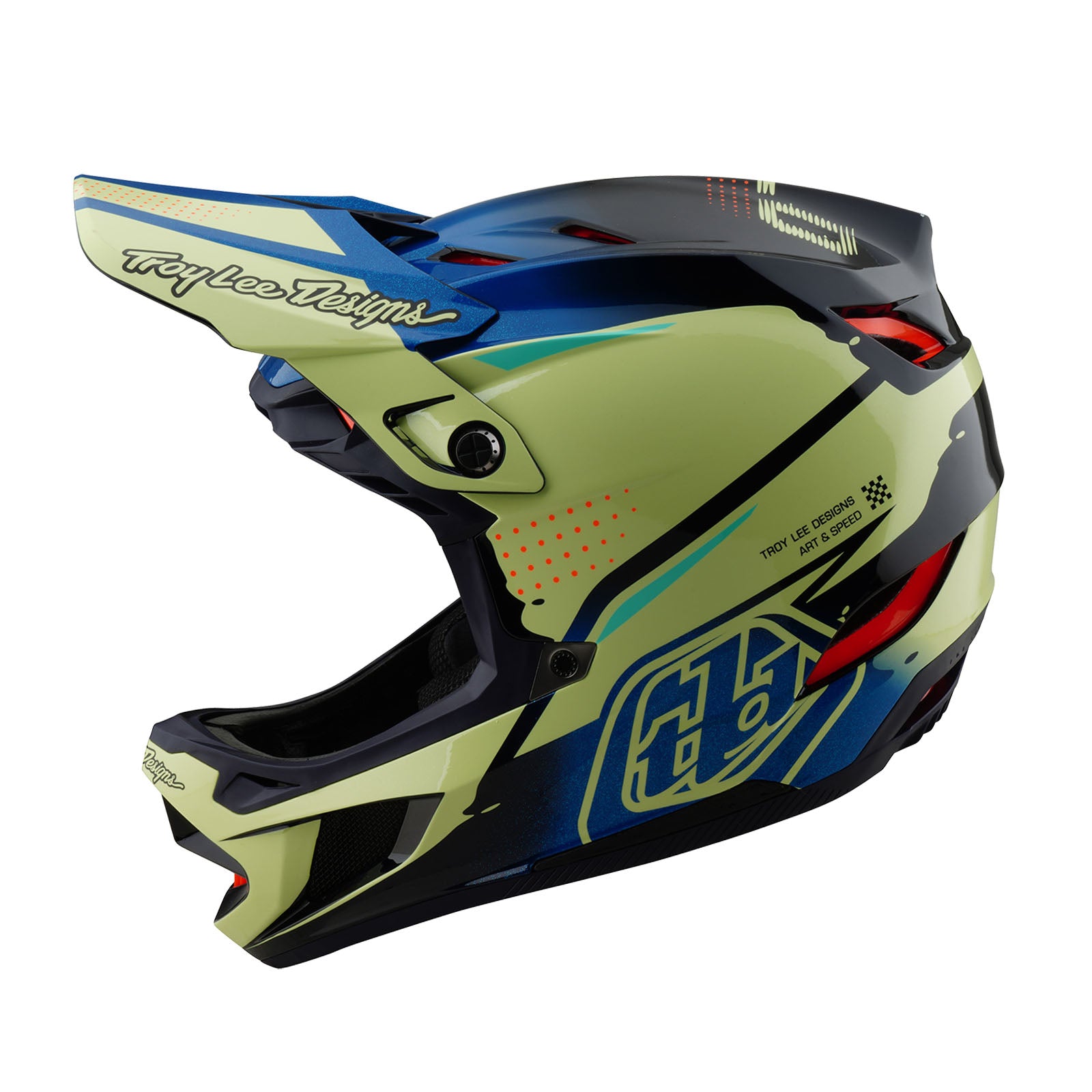 el tape motorcycle helmet Troy Lee Designs D4 Composite Helmet Drip Glo Yellow, Glo Yellow / MD