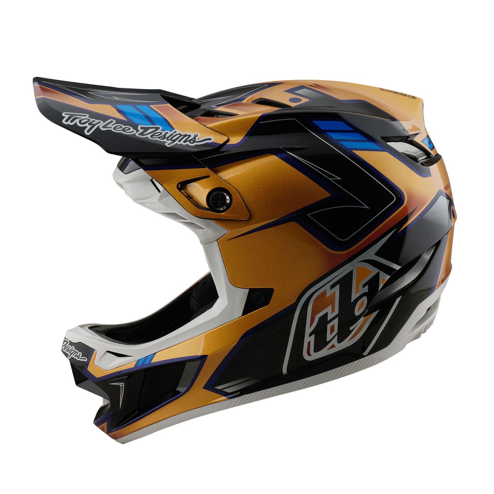 black and gold motorcycle helmet Troy Lee Designs D4 Composite Helmet Royalty Black / Gold, Black / Gold / 2X