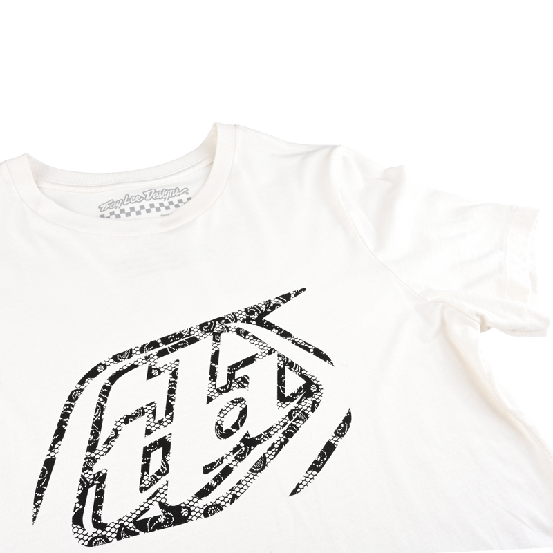 Wmns Short Sleeve Tee Cropped Badge Vintage White – Troy Lee Designs
