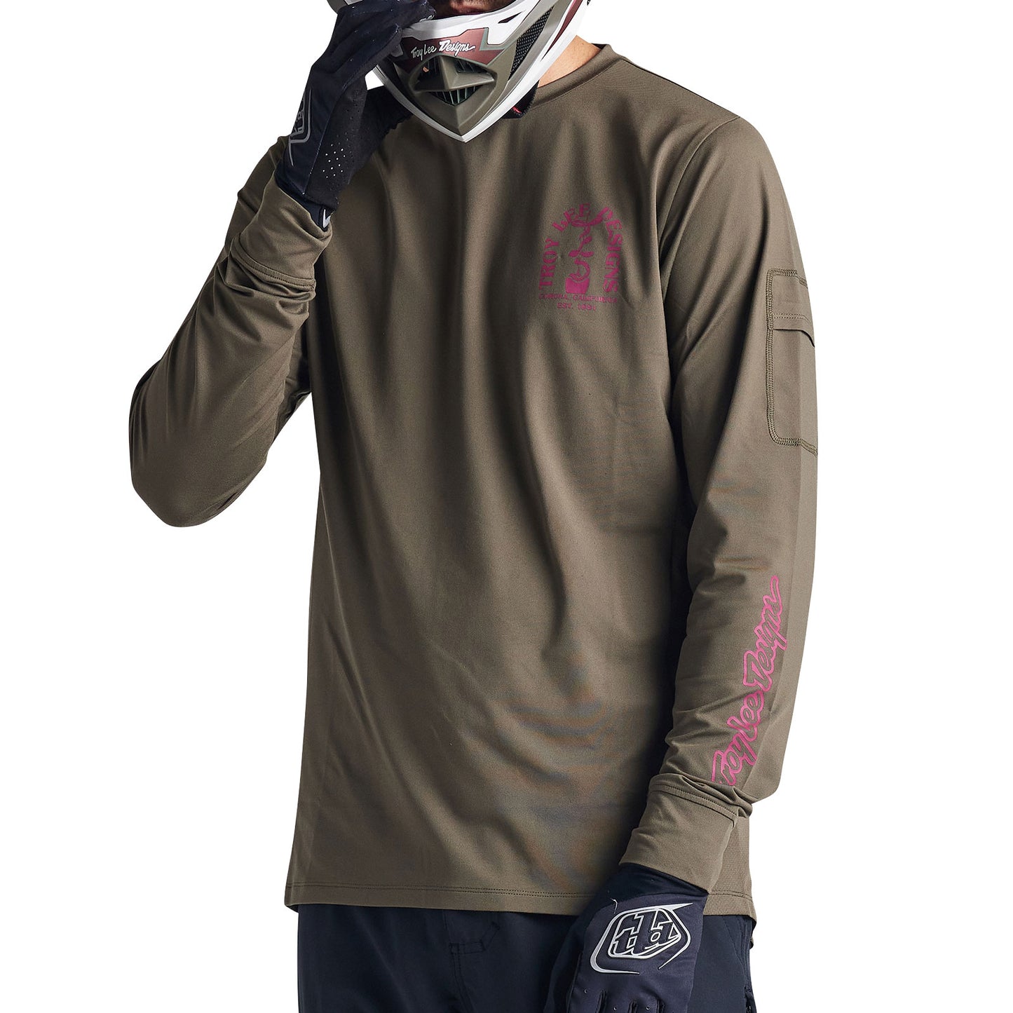 Ruckus Long Sleeve Ride Tee Fangs Olive – Troy Lee Designs