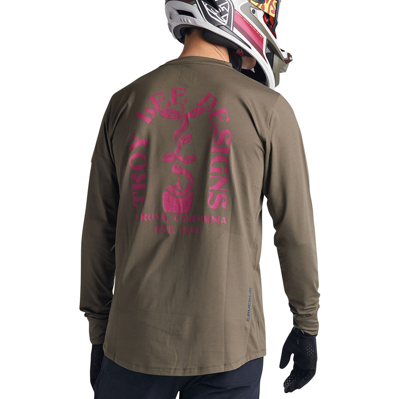 Ruckus Long Sleeve Ride Tee Fangs Olive