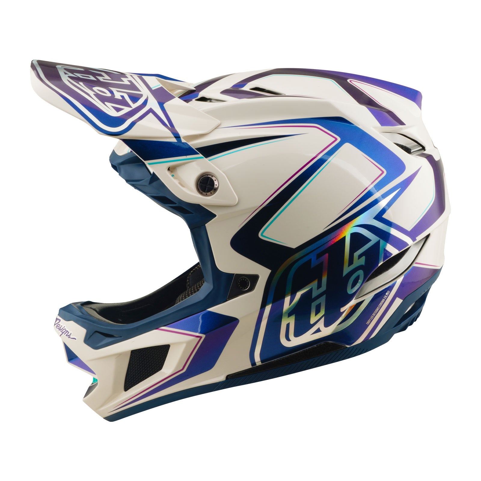 Troy Lee Designs D4 Composite Helmet Flared White / Indigo, White / Indigo / 2X