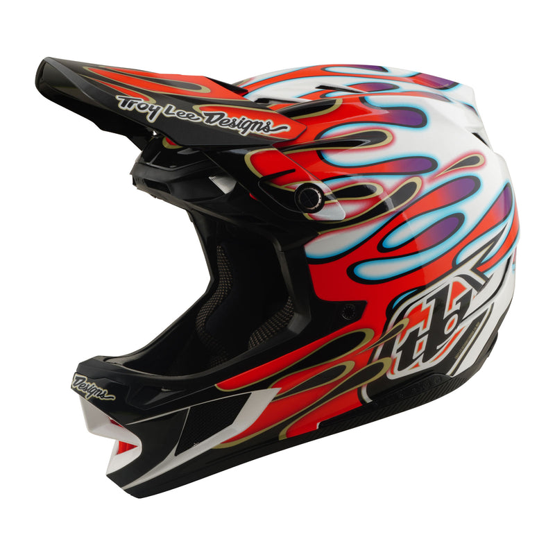 Troy Lee Designs D4 Composite MIPS Helmet Overspray White/Red, XL