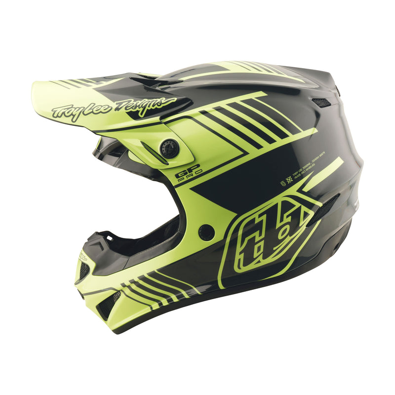 bike race yellow helmet Troy Lee Designs GP Pro Youth Helmet Segment Glo Yellow Medium
