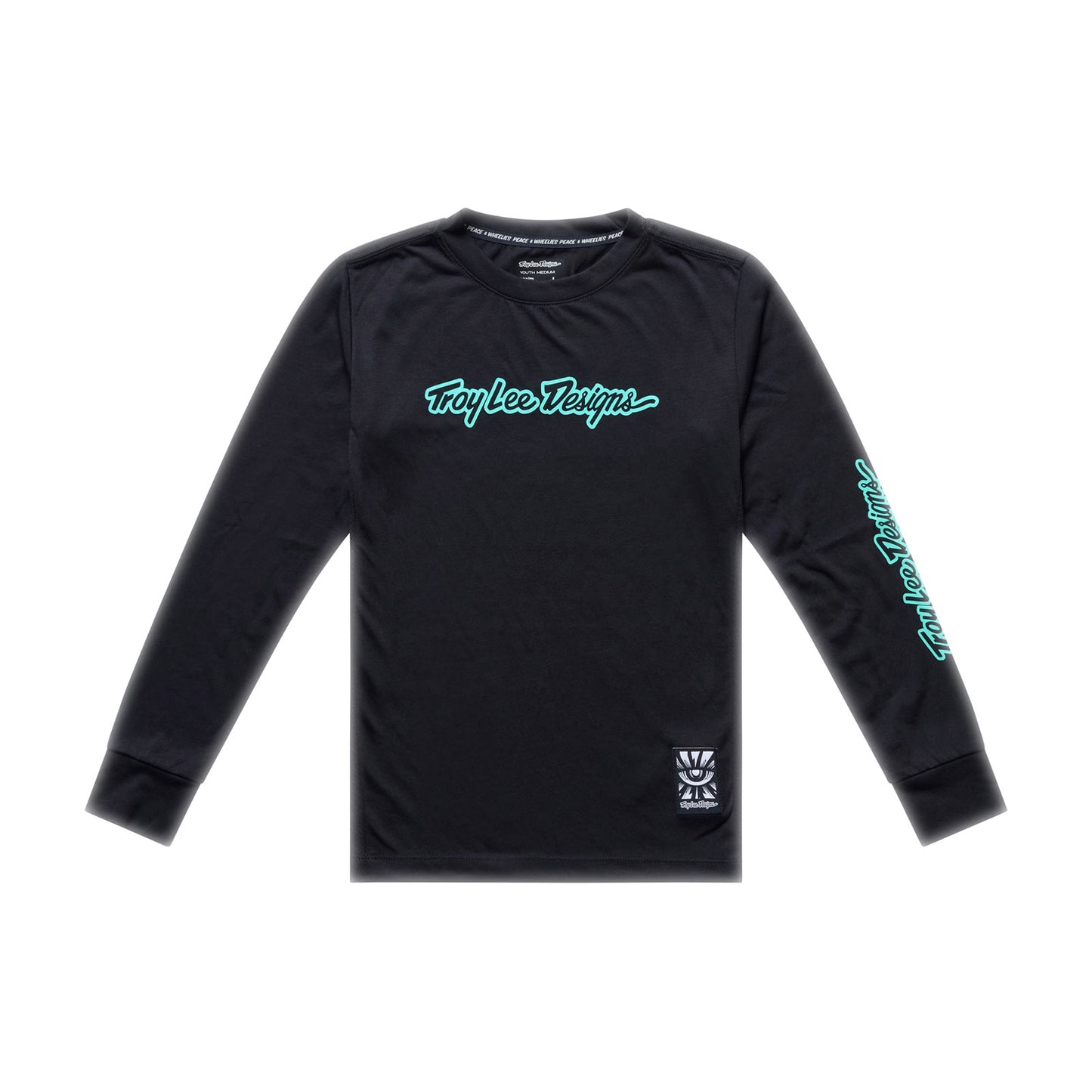 Youth Skyline Ride LS Tee Signature Black / Real Teal
