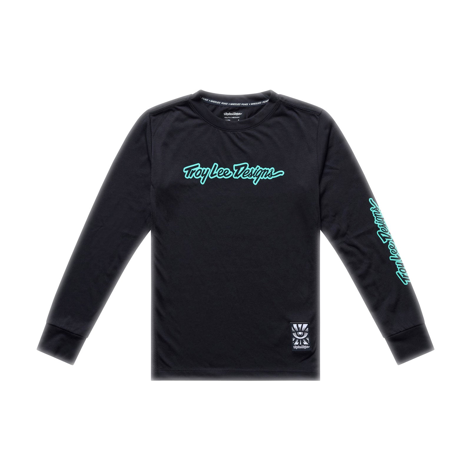 Youth Skyline Ride LS Tee Signature Black / Real Teal
