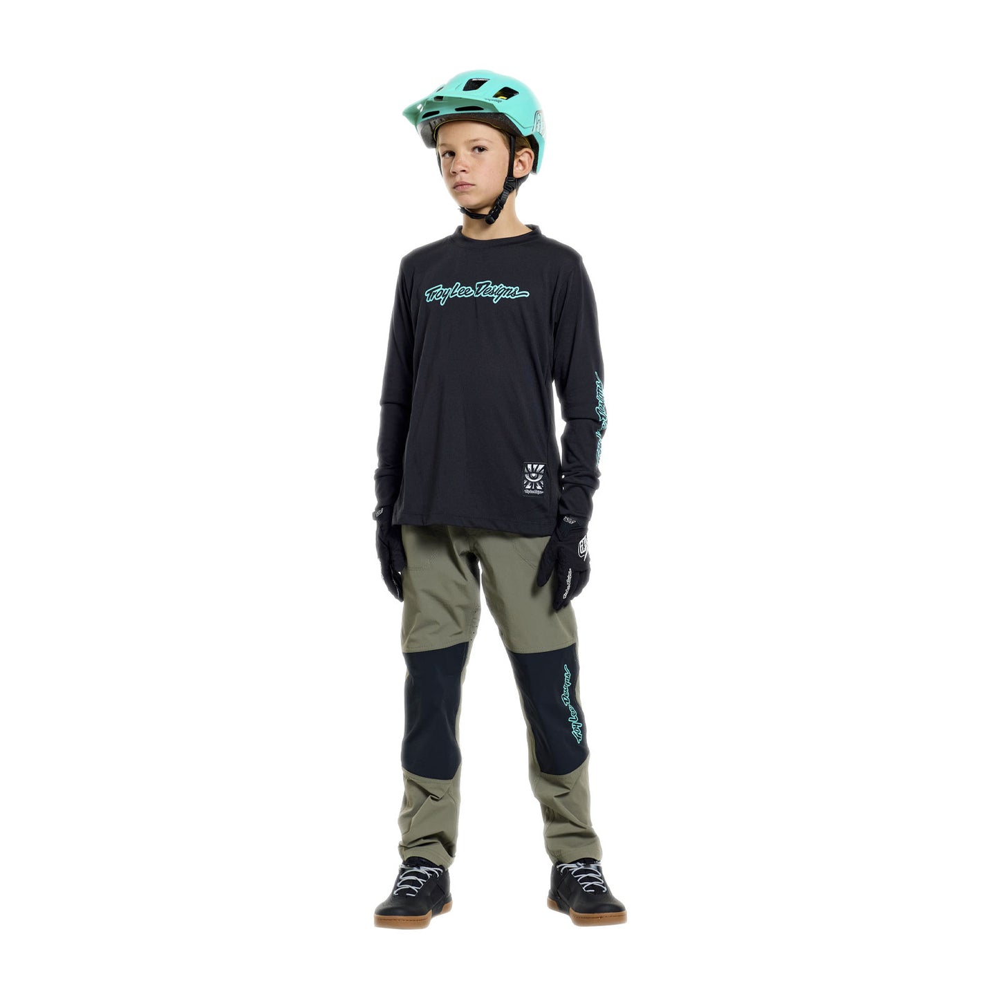 Youth Skyline Ride LS Tee Signature Black / Real Teal