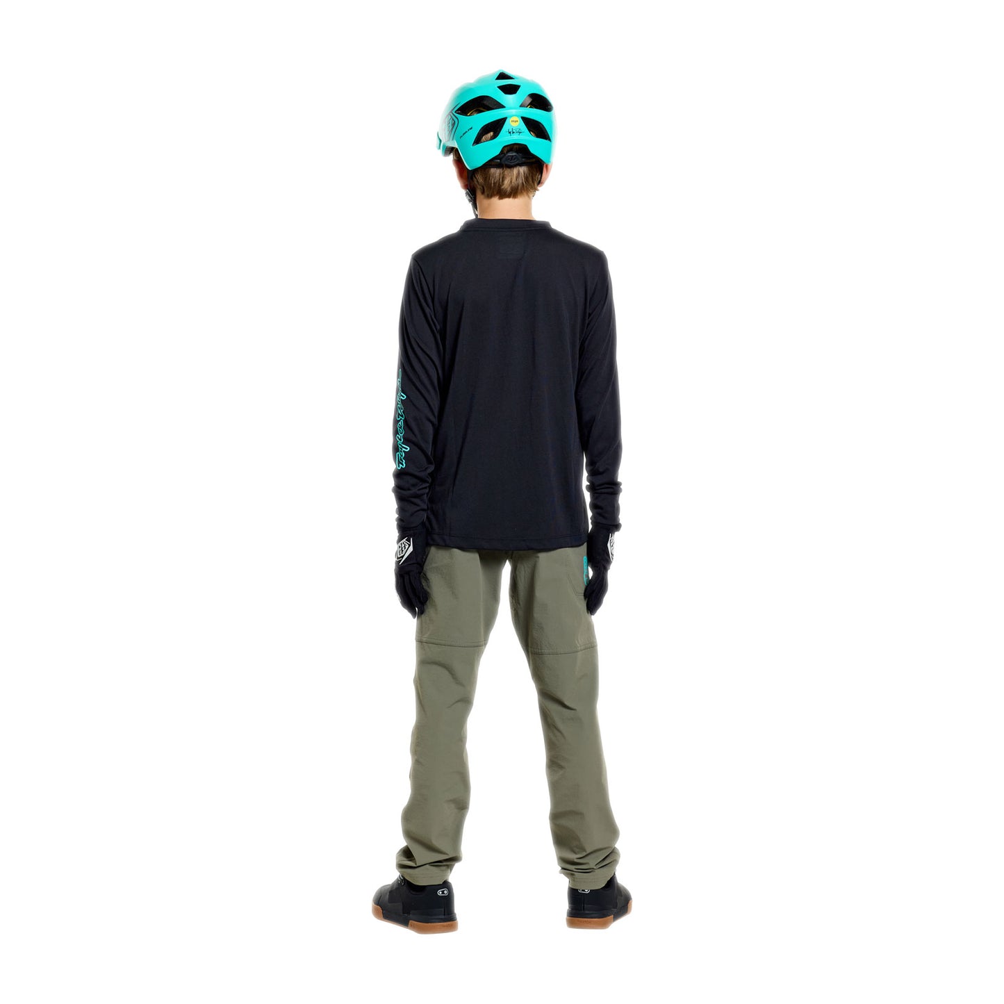 Youth Skyline Ride LS Tee Signature Black / Real Teal