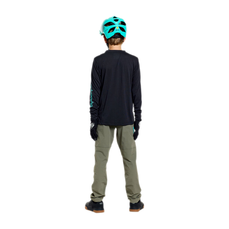 Youth Skyline Ride LS Tee Signature Black / Real Teal
