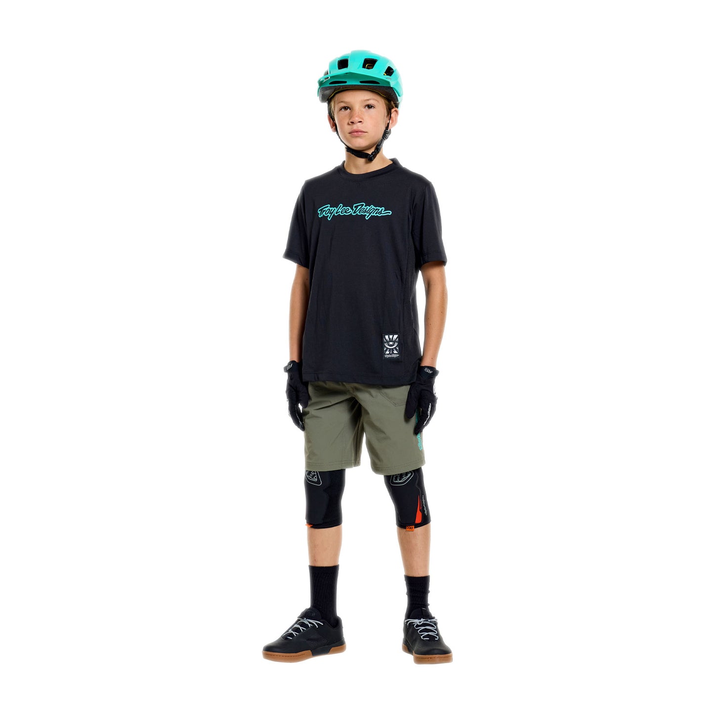 Youth Skyline Ride SS Tee Signature Black / Real Teal