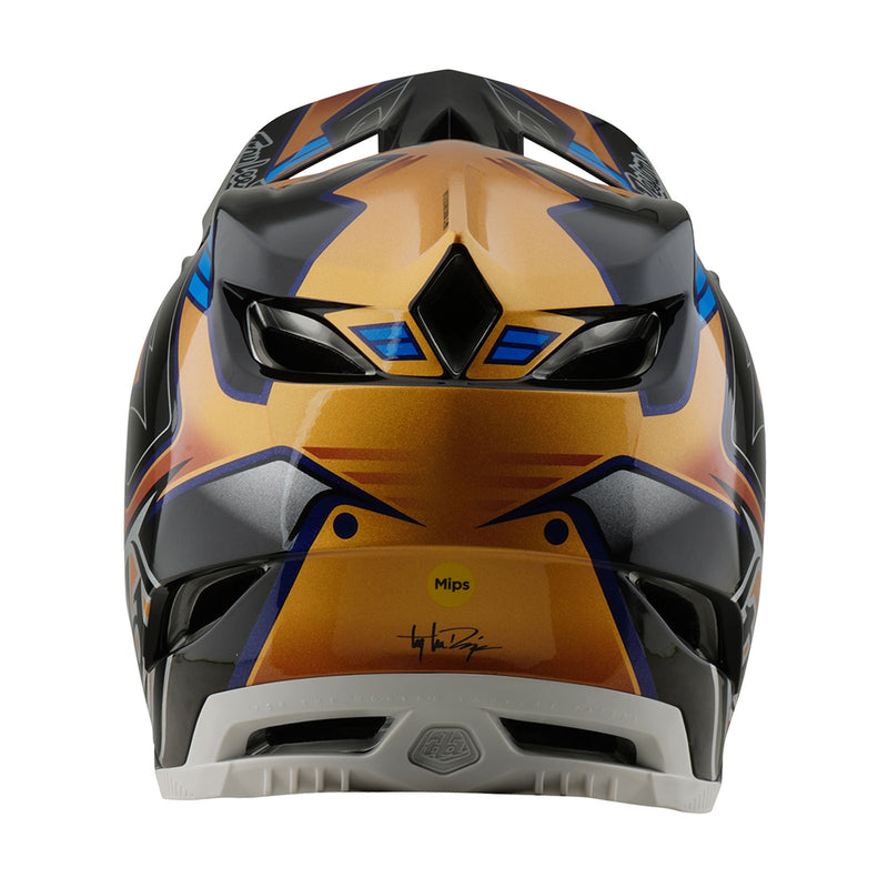 blue and gold motorcycle helmet Troy Lee Designs D4 Composite Helmet Royalty Black / Gold, Black / Gold / 2X