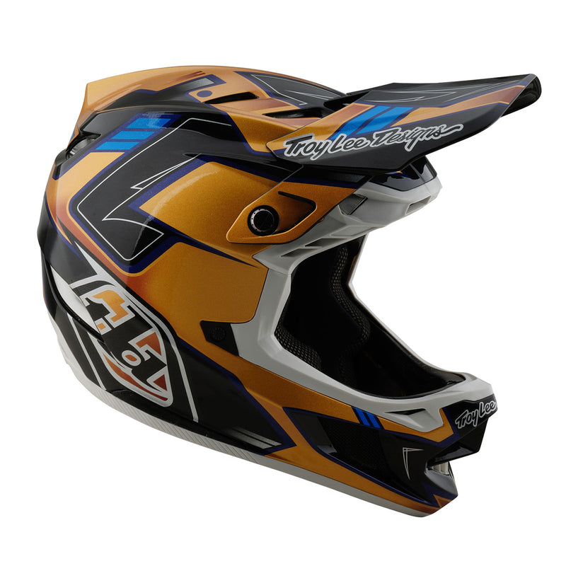 black and gold motorcycle helmet Troy Lee Designs D4 Composite Helmet Royalty Black / Gold, Black / Gold / 2X