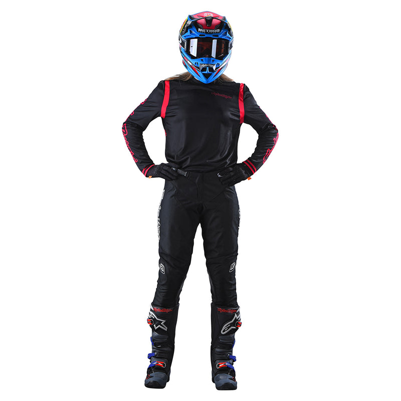Womens GP Jersey Mono Black / Flo Red